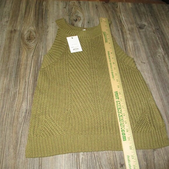 Nine West High-Neck Cutaway Sweater Tank NWT Olive Sz XS Grunge Boho Fall Cute - Picture 7 of 13